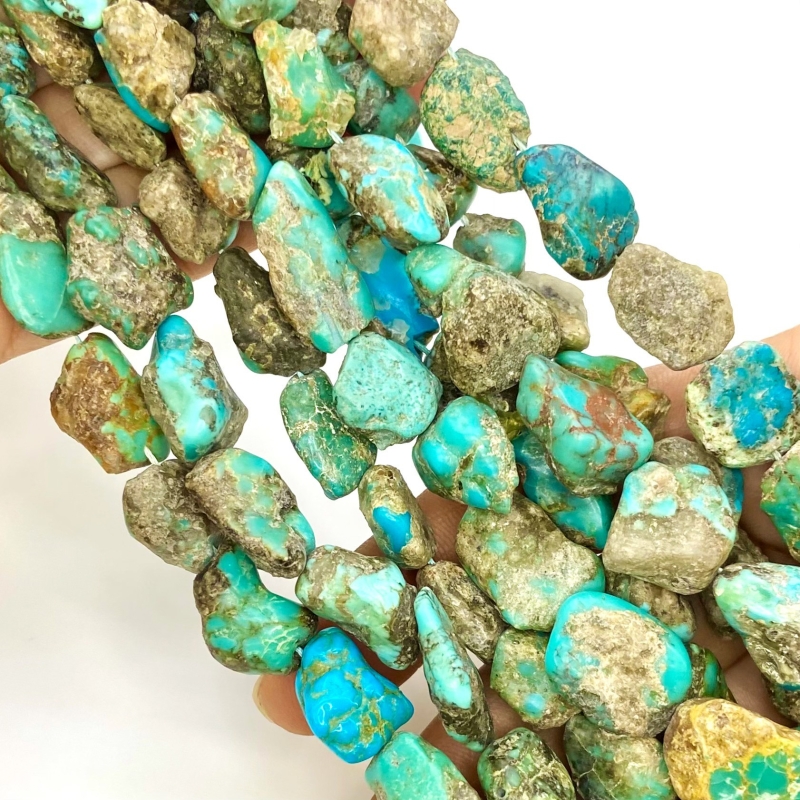 Turquoise 10-20mm Tumbled Nugget Shape B Grade Gemstone Beads Strand - Total 1 Strand of 17 Inch.