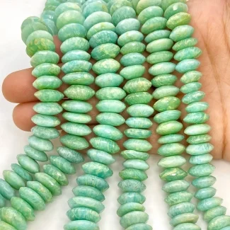Amazonite 11-12mm German Cut Button Shape AAA Grade Gemstone Beads Strand - Total 1 Strand of 10 Inch.