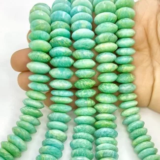 Amazonite 12-15mm German Cut Button Shape AAA Grade Gemstone Beads Strand - Total 1 Strand of 10 Inch.
