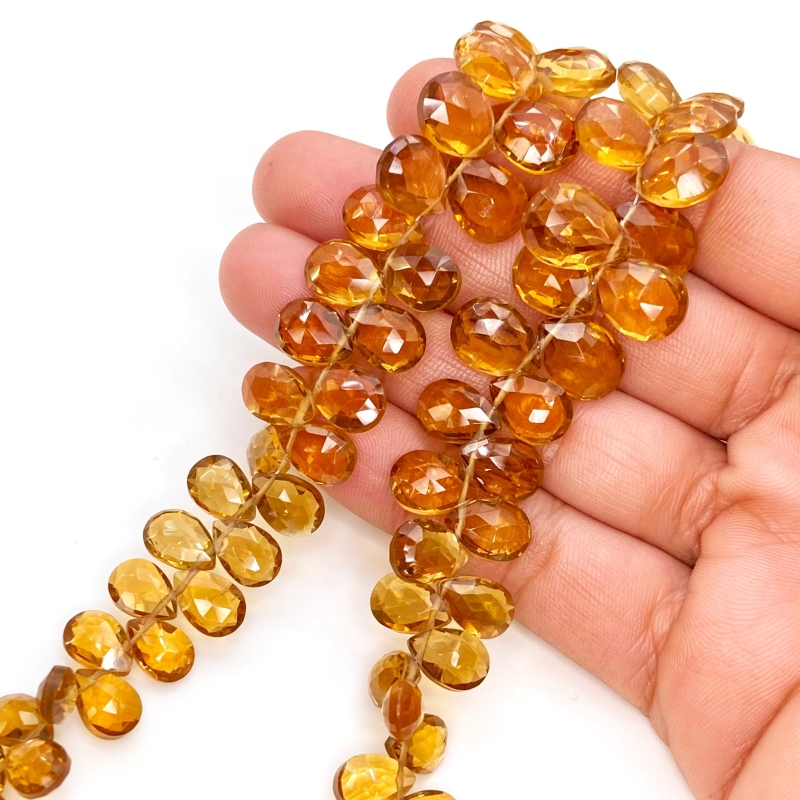 Whisky Quartz 8-12mm Briolette Pear Shape AAA Grade Gemstone Beads Strand - Total 1 Strand of 9 Inch.