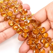 Whisky Quartz 8-12mm Briolette Pear Shape AAA Grade Gemstone Beads Strand - Total 1 Strand of 9 Inch.
