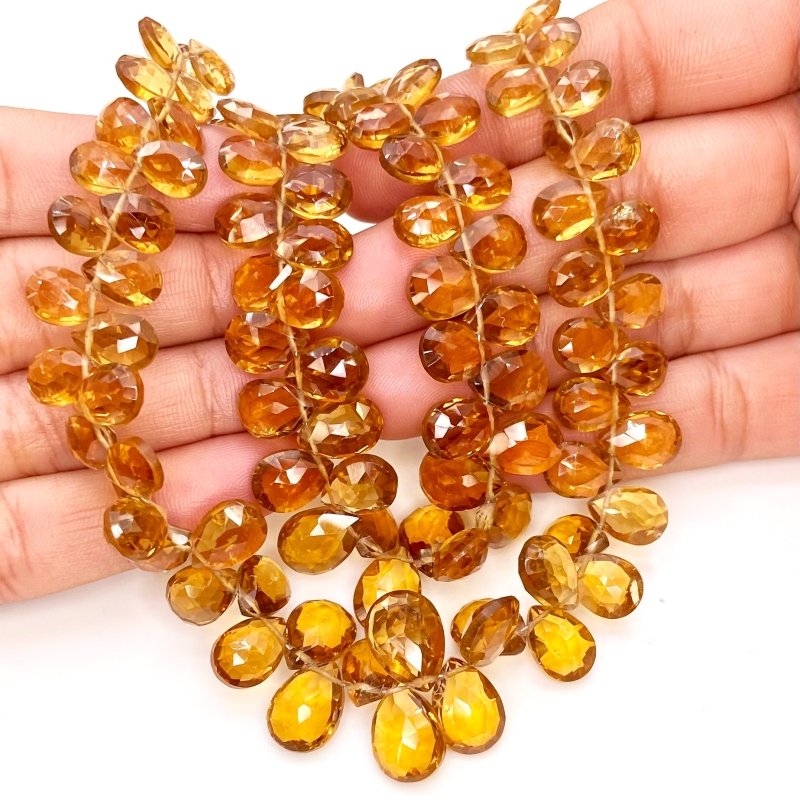 Whisky Quartz 8-12mm Briolette Pear Shape AAA Grade Gemstone Beads Strand - Total 1 Strand of 9 Inch.