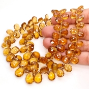 Whisky Quartz 8-12mm Briolette Pear Shape AAA Grade Gemstone Beads Strand - Total 1 Strand of 9 Inch.