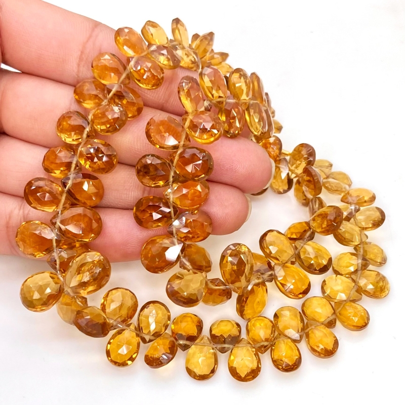 Whisky Quartz 8-12mm Briolette Pear Shape AAA Grade Gemstone Beads Strand - Total 1 Strand of 9 Inch.