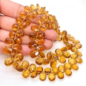 Whisky Quartz 8-12mm Briolette Pear Shape AAA Grade Gemstone Beads Strand - Total 1 Strand of 9 Inch.