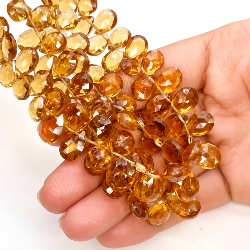 Whisky Quartz 8-12mm Briolette Pear Shape AAA Grade Gemstone Beads Strand - Total 1 Strand of 9 Inch.