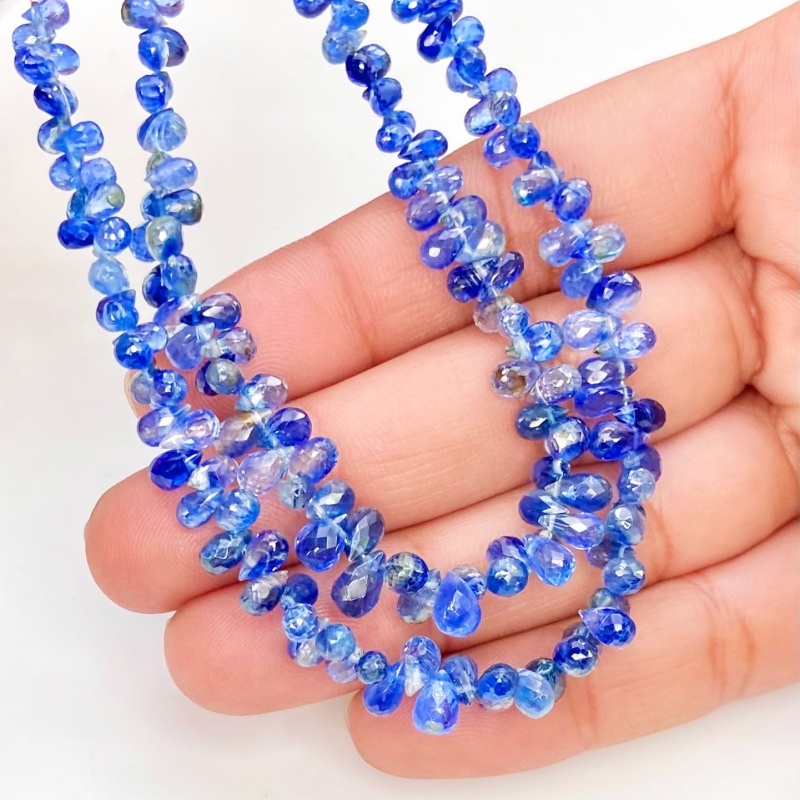 Kyanite 4-7mm Briolette Drop Shape AA+ Grade Gemstone Beads Strand - Total 1 Strand of 8 Inch.