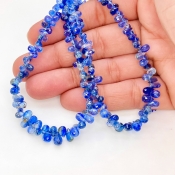 Kyanite 4-7mm Briolette Drop Shape AA+ Grade Gemstone Beads Strand - Total 1 Strand of 8 Inch.
