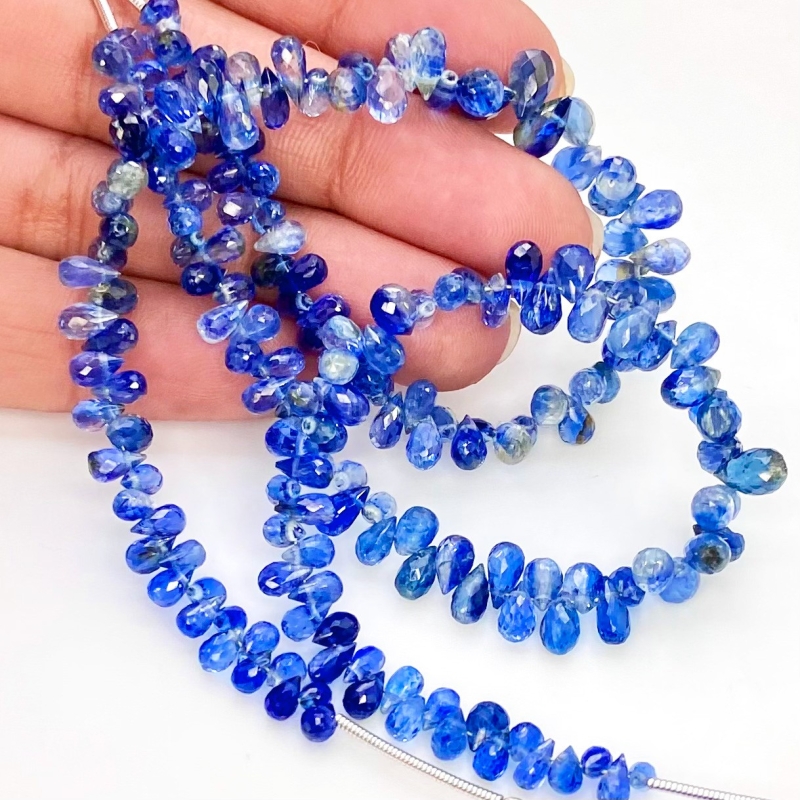 Kyanite 4-7mm Briolette Drop Shape AA+ Grade Gemstone Beads Strand - Total 1 Strand of 8 Inch.