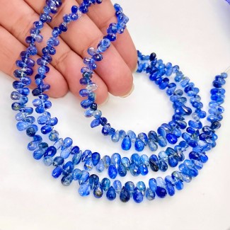 Kyanite 4-6.5mm Briolette Drop Shape AA+ Grade 8 Inch Long Gemstone Beads Strand