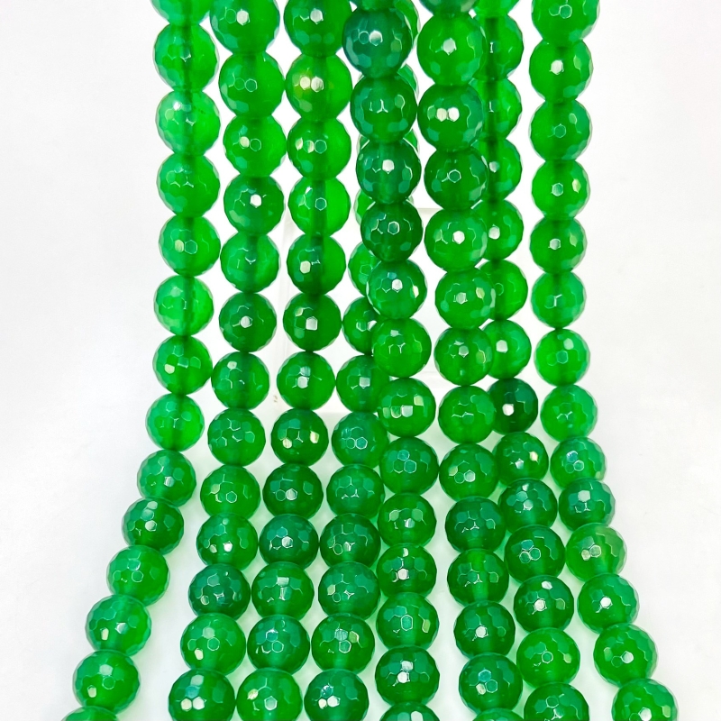 Green Chalcedony 8mm Faceted Round Shape AAA Grade Gemstone Beads Strand - Total 1 Strand of 10 Inch.