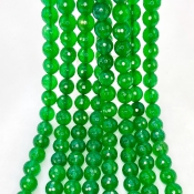 Green Chalcedony 8mm Faceted Round Shape AAA Grade Gemstone Beads Strand - Total 1 Strand of 10 Inch.