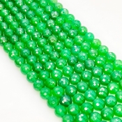 Green Chalcedony 8mm Faceted Round Shape AAA Grade Gemstone Beads Strand - Total 1 Strand of 10 Inch.