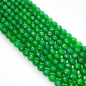 Green Chalcedony 8mm Faceted Round Shape AAA Grade Gemstone Beads Strand - Total 1 Strand of 10 Inch.