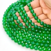 Green Chalcedony 8mm Faceted Round Shape AAA Grade Gemstone Beads Strand - Total 1 Strand of 10 Inch.