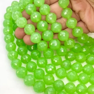 Green Chalcedony 11mm Faceted Round Shape AAA Grade Gemstone Beads Strand - Total 1 Strand of 10 Inch.