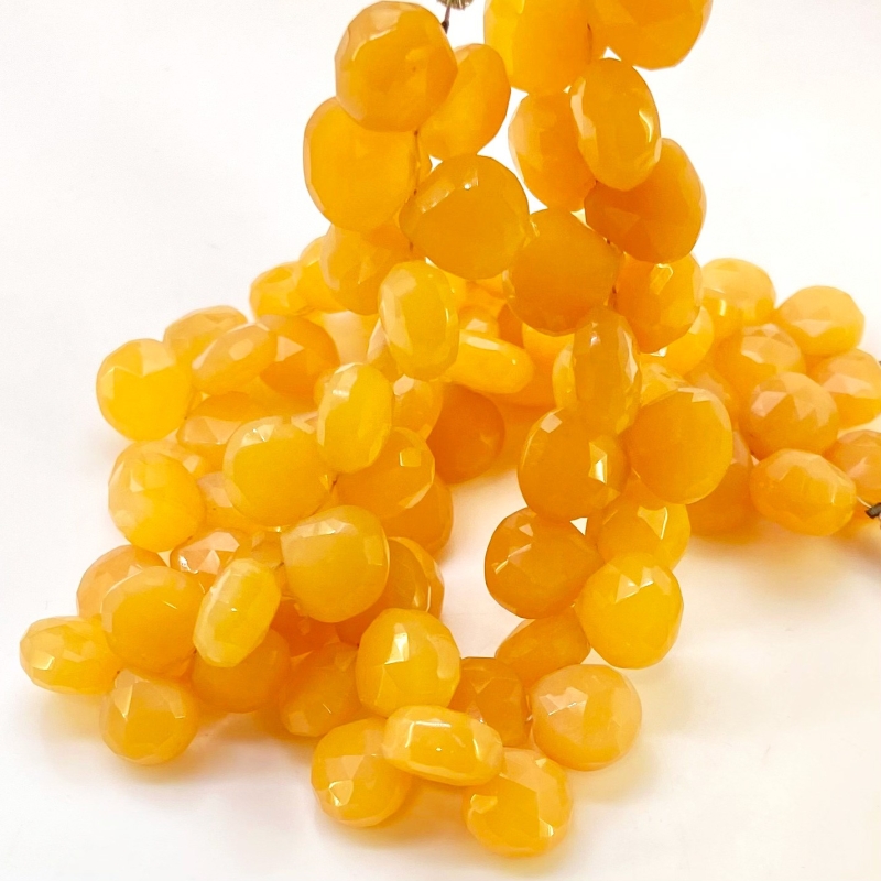 Orange Chalcedony 11-12mm Briolette Heart Shape AAA Grade Gemstone Beads Strand - Total 1 Strand of 8 Inch.