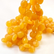 Orange Chalcedony 11-12mm Briolette Heart Shape AAA Grade Gemstone Beads Strand - Total 1 Strand of 8 Inch.