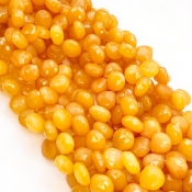 Orange Chalcedony 11-12mm Briolette Heart Shape AAA Grade Gemstone Beads Strand - Total 1 Strand of 8 Inch.