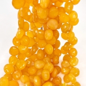 Orange Chalcedony 11-12mm Briolette Heart Shape AAA Grade Gemstone Beads Strand - Total 1 Strand of 8 Inch.