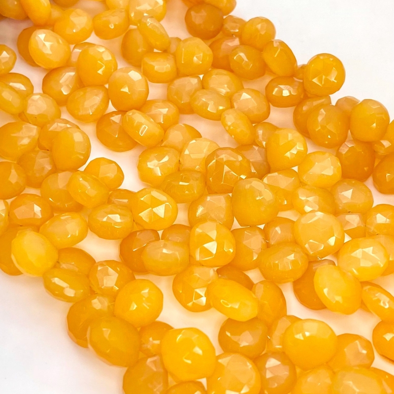 Orange Chalcedony 11-12mm Briolette Heart Shape AAA Grade Gemstone Beads Strand - Total 1 Strand of 8 Inch.