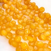 Orange Chalcedony 11-12mm Briolette Heart Shape AAA Grade Gemstone Beads Strand - Total 1 Strand of 8 Inch.