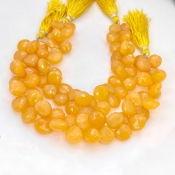 Orange Chalcedony 11-12mm Briolette Heart Shape AAA Grade Gemstone Beads Strand - Total 1 Strand of 8 Inch.