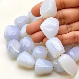 Natural Blue Chalcedony 17-22mm Smooth Nugget Shape AA Grade Gemstone Beads Strand - Total 1 Strand of 16 Inch.