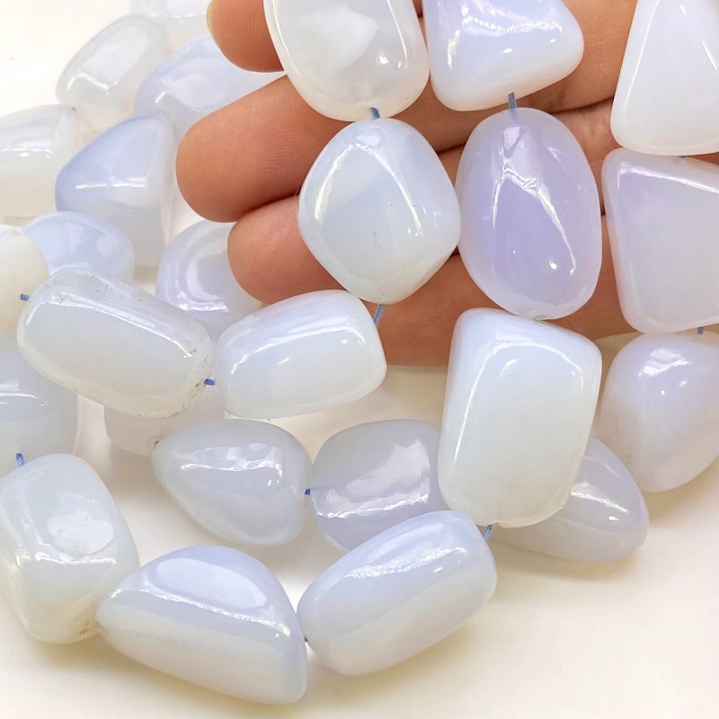 Blue Chalcedony 15-23mm Smooth Nugget Shape AA Grade Gemstone Beads Strand - Total 1 Strand of 16 Inch.