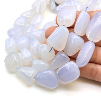 Blue Chalcedony 15-25mm Smooth Nugget Shape AA+ Grade Gemstone Beads Strand - Total 1 Strand of 16 Inch.