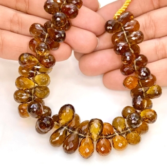 Whisky Quartz 10-14mm Briolette Drop Shape AAA Grade Gemstone Beads Strand - Total 1 Strand of 8 Inch.