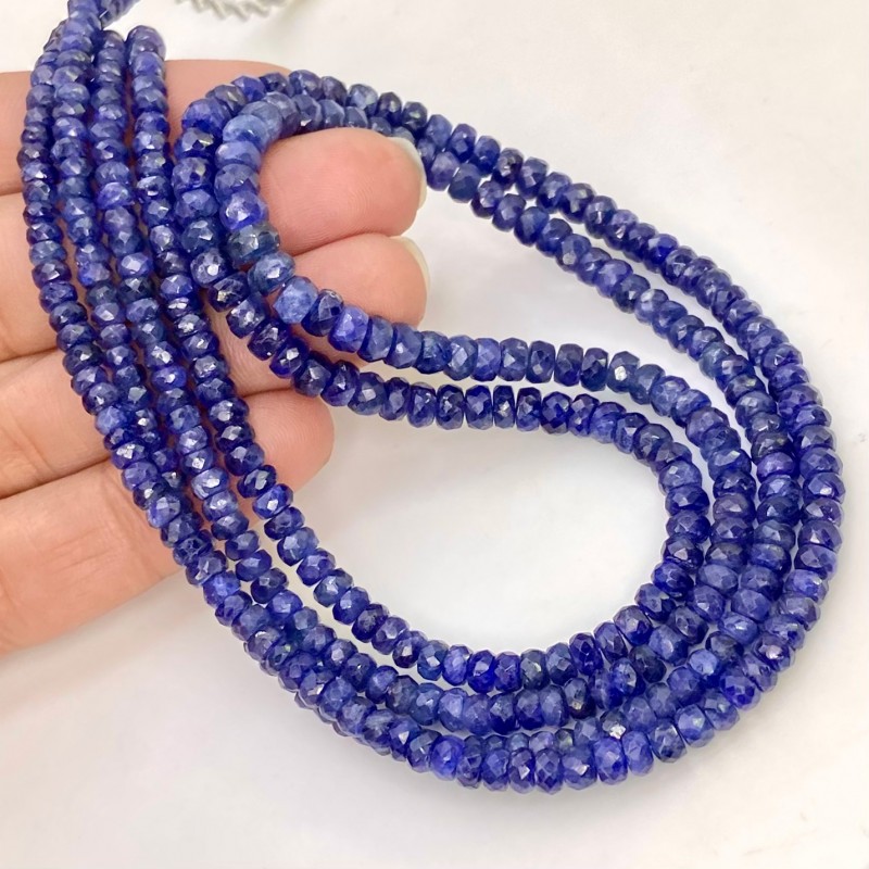 Blue Sapphire 3-5mm Faceted Rondelle Shape AA+ Grade Gemstone Beads Lot - Total 2 Strands of 19 Inch.