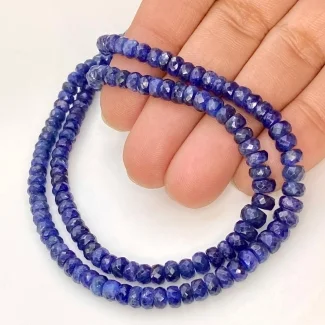 Blue Sapphire 3-5.5mm Faceted Rondelle Shape AA+ Grade Gemstone Beads Lot - Total 2 Strands of 18 Inch.