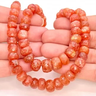 Sun Stone 5-11mm Faceted Rondelle Shape AA+ Grade Gemstone Beads Strand - Total 1 Strand of 16 Inch.