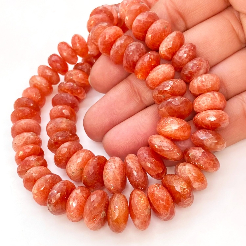 Sun Stone 6-14mm Faceted Rondelle Shape AA Grade Gemstone Beads Strand - Total 1 Strand of 16 Inch.