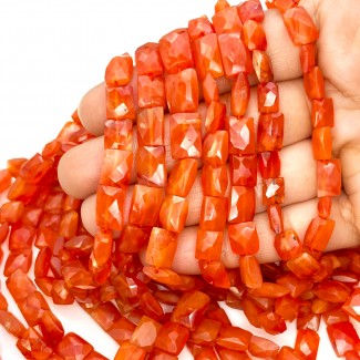 Carnelian 6.5-11mm Faceted Chicklet Shape AA Grade 16 Inch Long Gemstone Beads Strand