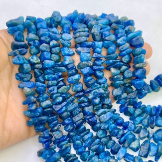 Neon Blue Apatite 7-13mm Rough Cut Nugget Shape AA Grade 10 Inch Long Gemstone Beads Strand