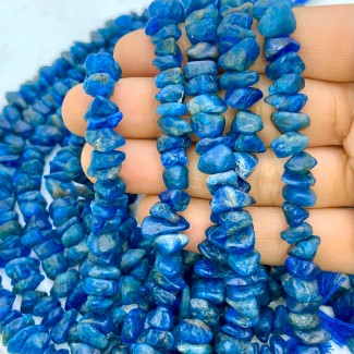 Neon Blue Apatite 7-11mm Rough Cut Nugget Shape AA Grade 10 Inch Long Gemstone Beads Strand