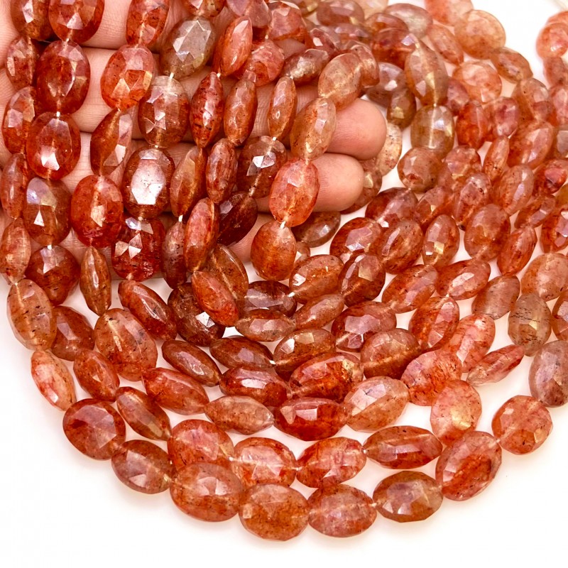 Strawberry Quartz 11-14mm Faceted Oval Shape AA Grade 14 Inch Long Gemstone Beads Strand