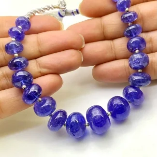 Tanzanite 8.5-16mm Smooth Rondelle Shape AA+ Grade Gemstone Beads Strand - Total 1 Strand of 7 Inch.