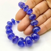 Tanzanite 8.5-16mm Smooth Rondelle Shape AA+ Grade Gemstone Beads Strand - Total 1 Strand of 7 Inch.