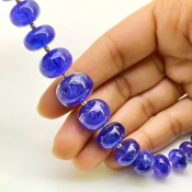 Tanzanite 8.5-16mm Smooth Rondelle Shape AA+ Grade Gemstone Beads Strand - Total 1 Strand of 7 Inch.