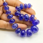 Tanzanite 8.5-16mm Smooth Rondelle Shape AA+ Grade Gemstone Beads Strand - Total 1 Strand of 7 Inch.