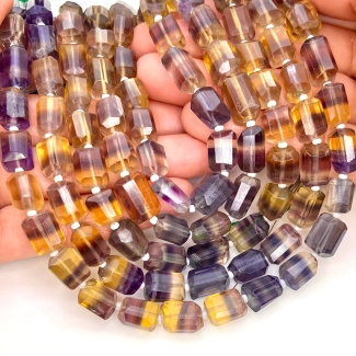 Multi Fluorite 9-13mm Step Cut Nugget Shape AA+ Grade Gemstone Beads Strand - Total 1 Strand of 13 Inch.