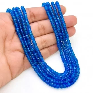 Neon Blue Apatite 3-5mm Faceted Rondelle Shape AA+ Grade Gemstone Beads Strand - Total 1 Strand of 16 Inch.