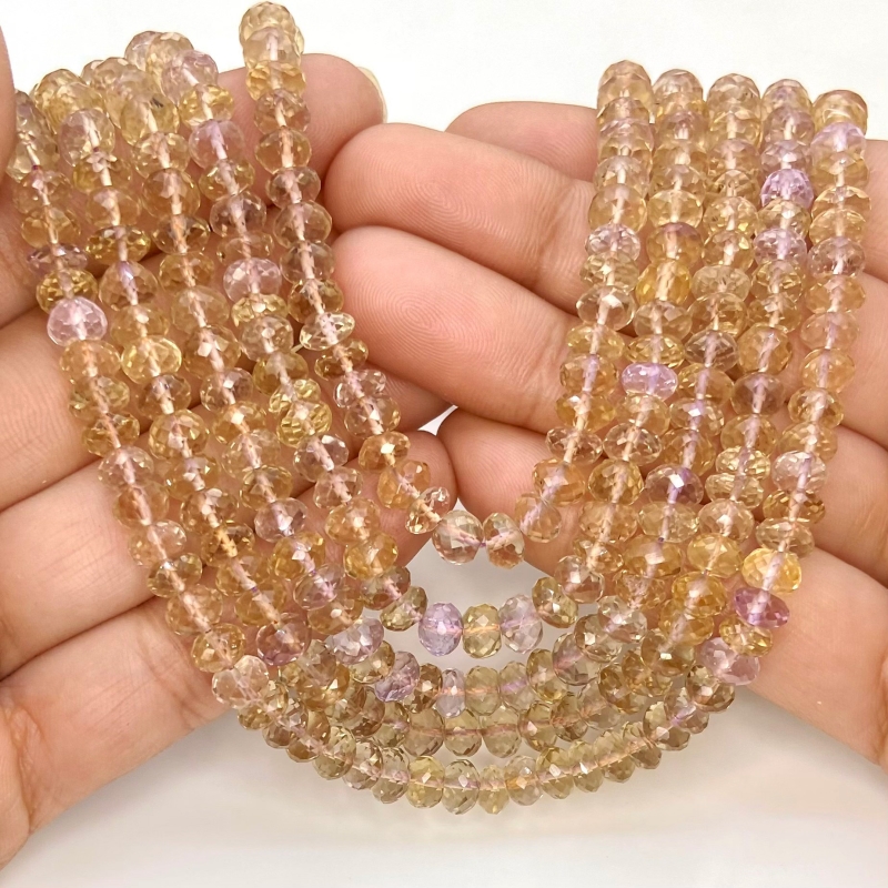 Ametrine 5.5-6mm Faceted Rondelle Shape AA+ Grade Gemstone Beads Strand - Total 1 Strand of 16 Inch.