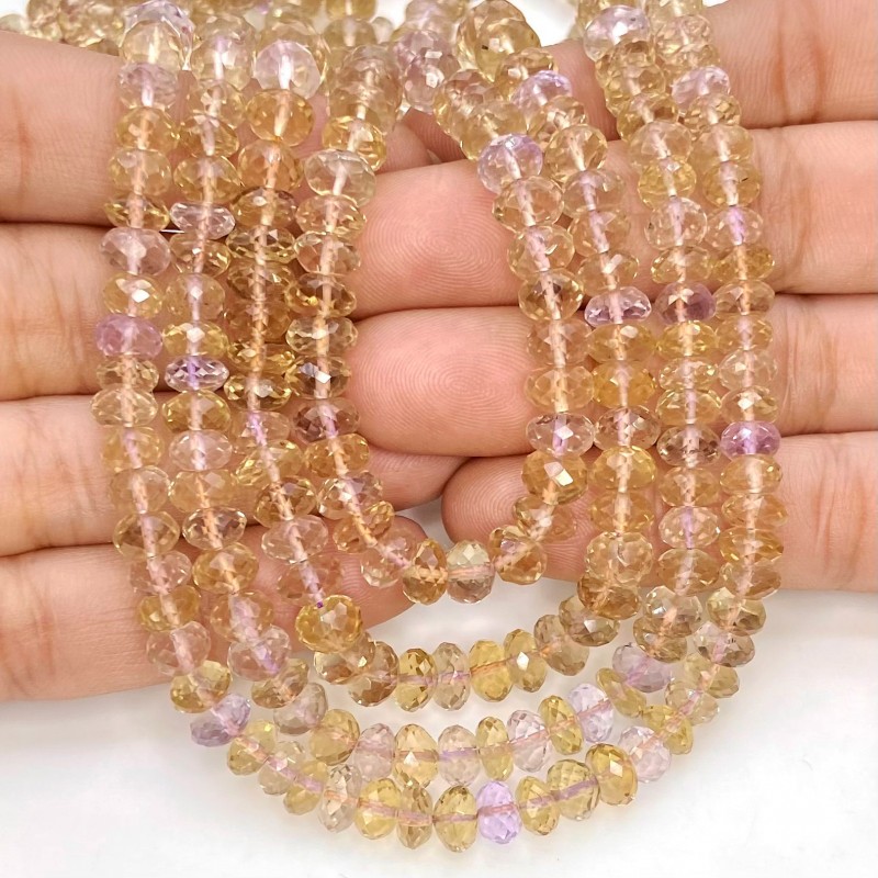 Ametrine 6-6.5mm Faceted Rondelle Shape AA+ Grade Gemstone Beads Strand - Total 1 Strand of 17 Inch.