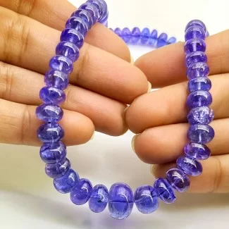 Tanzanite 6-13mm Smooth Rondelle Shape AA+ Grade Gemstone Beads Strand - Total 1 Strand of 23 Inch.