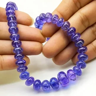 Tanzanite 6-14mm Smooth Rondelle Shape AA+ Grade Gemstone Beads Strand - Total 1 Strand of 23 Inch.