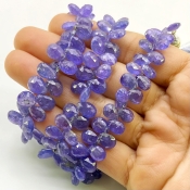 Tanzanite 7.5-9.5mm Briolette Pear Shape A Grade Gemstone Beads Strand - Total 1 Strand of 8 Inch.
